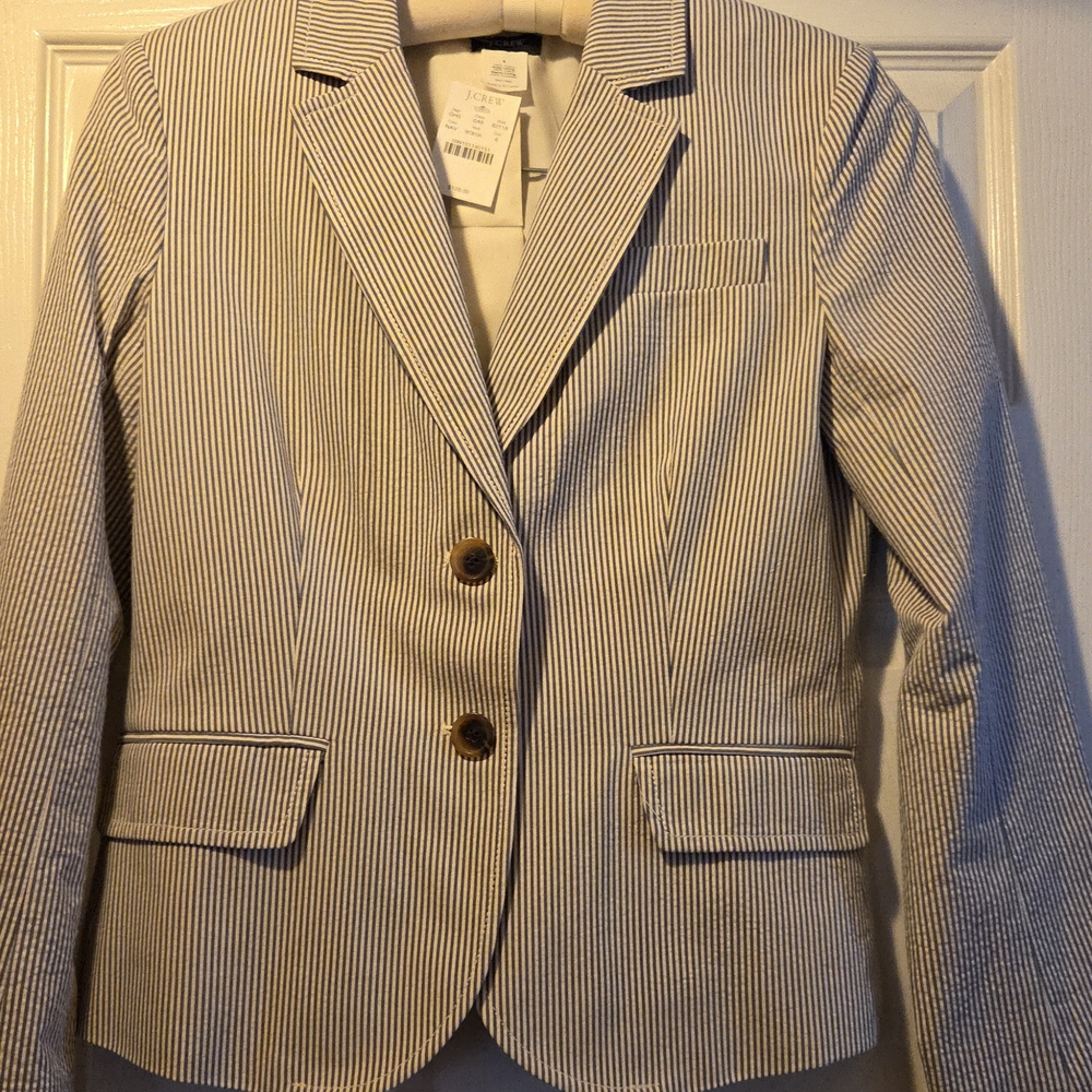 NWT Striped Blue And White Pinstripe Boys Blazer 8